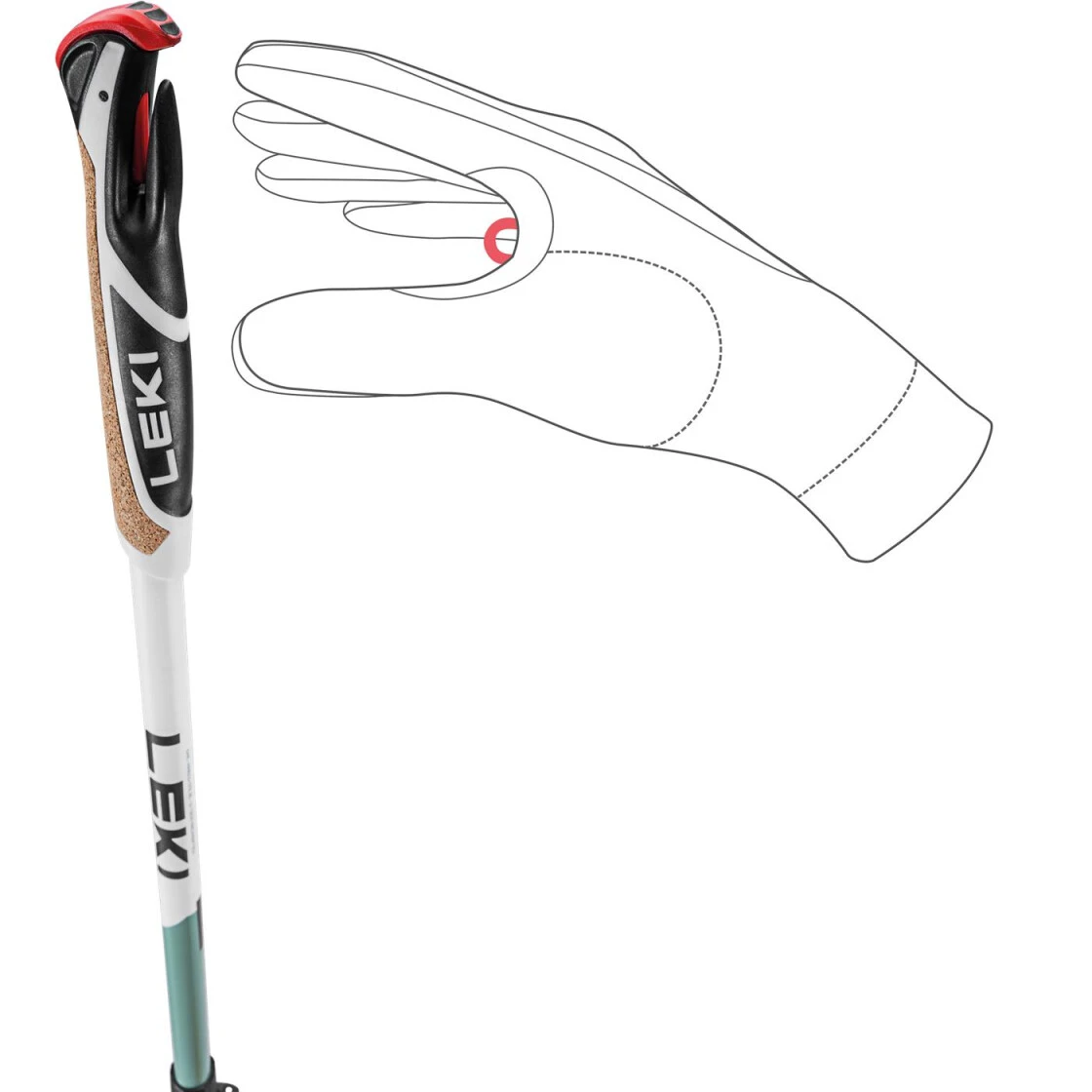 LEKI Spin Shark SL Weiß/grün - Verstellbare Nordic Walking Stöcke – Bild 2